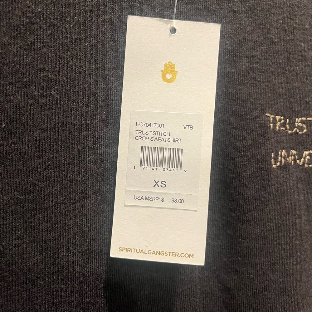 NWT Spiritual Gangster Trust The Universe Stitch Crop Long Sleeve Top Size XS - Picture 10 of 10